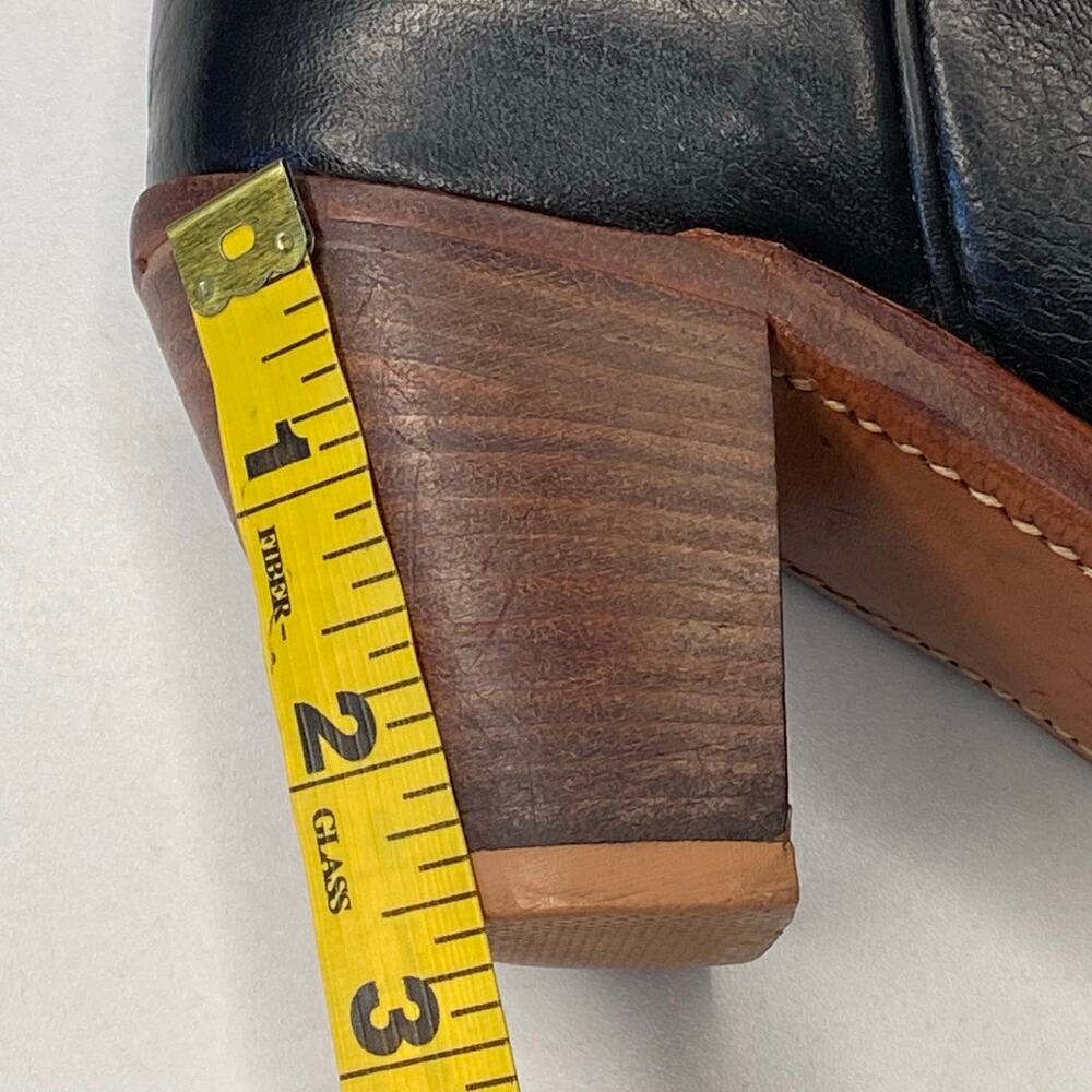 Frye Longhorn Inlay Leather Cowgirl Boots Sz 7.5 Black Tan Leather Vintage - Picture 16 of 16